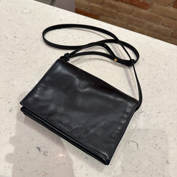 Auxilary (Aritzia) navy blue leather cross body bag - Picture 3 of 3